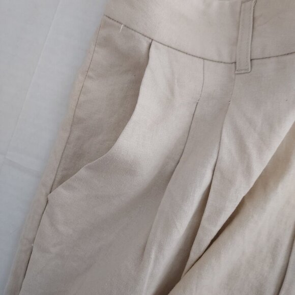 Steve Madden Linen Blend High Waist Pleated Wide Leg Tan Trousers Size XL NWOT - Picture 9 of 12